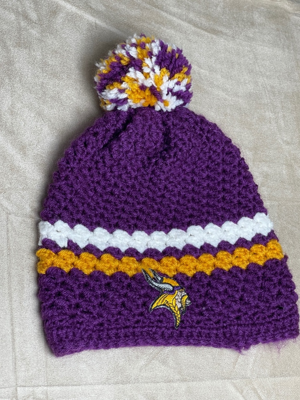 Kids handmade crochet Minnesota Vikings winter hat